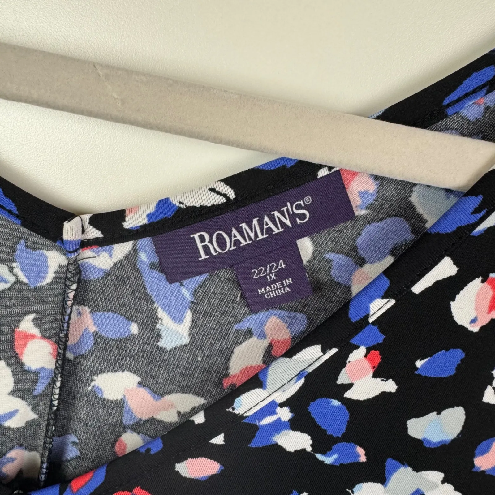 Roamans Multicolor Abstract Print Midi Dress Size 22/24‎ Stretch V - Image 4