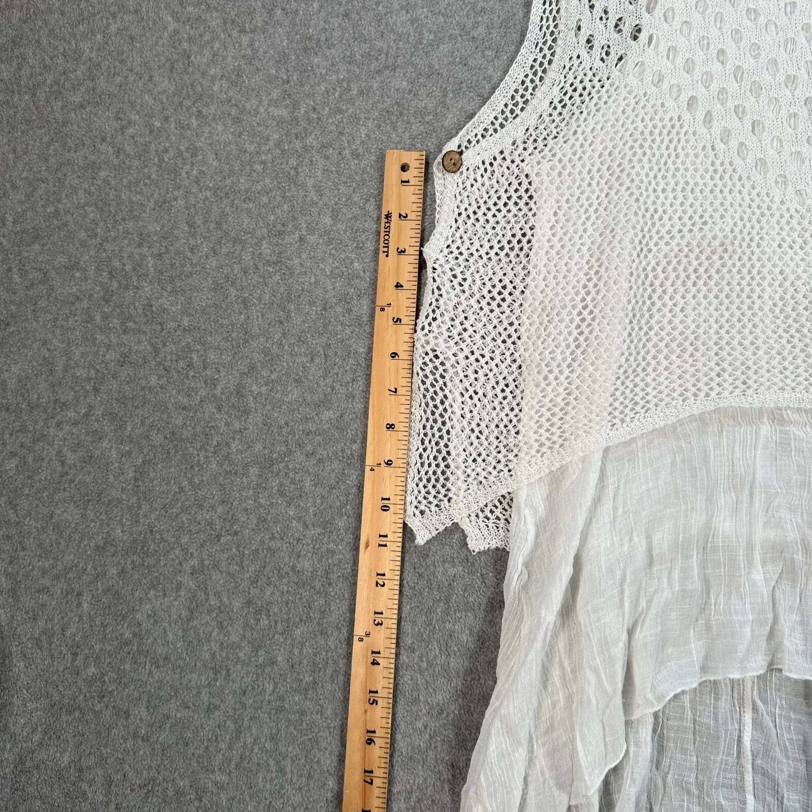 Simply Couture Layered Tunic Top Women's Small Crochet Crinkle Button Beachy - Image 9