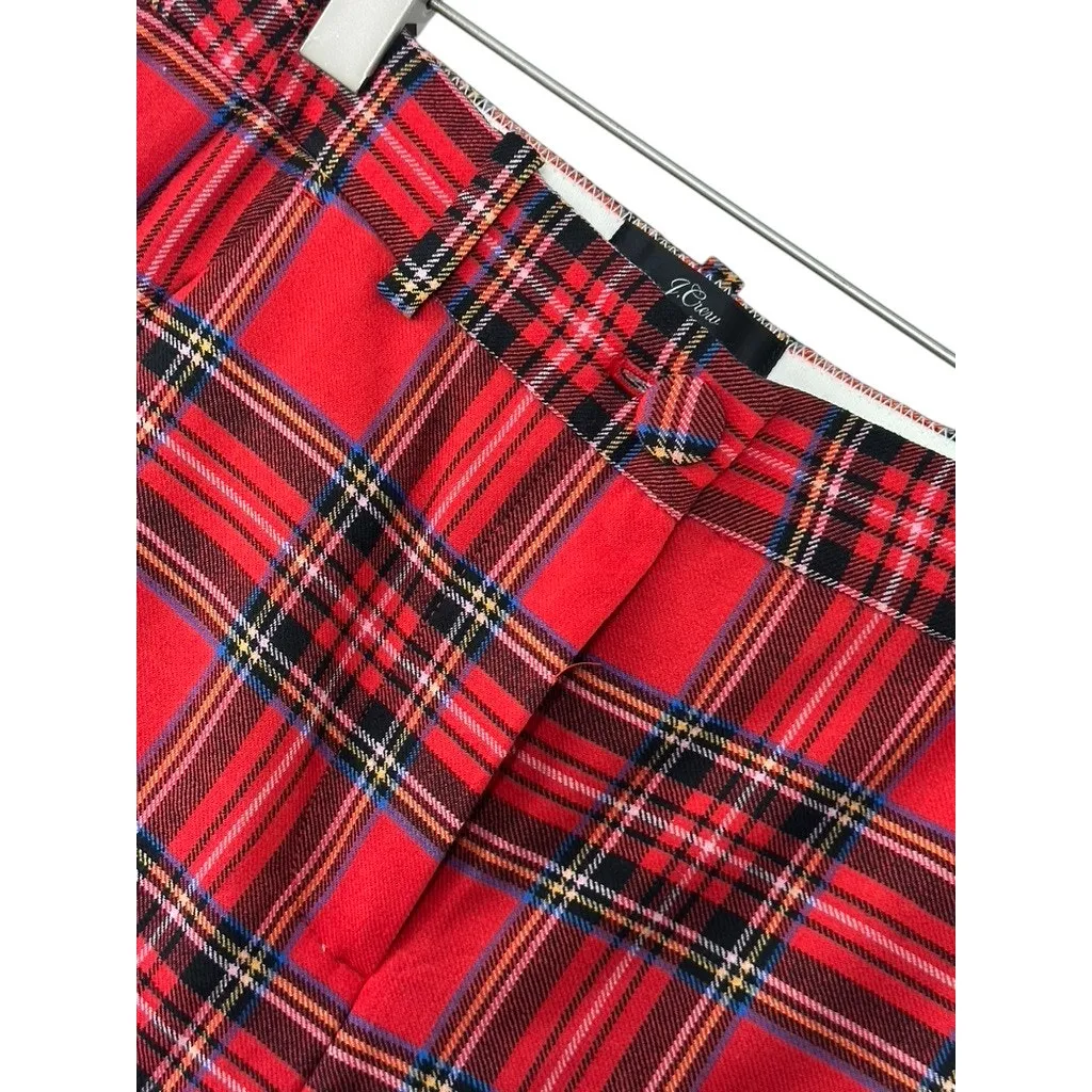 J Crew Red Stewart Tartan Plaid High Rise Cameron Pants Women's 00 Wool Blend - Image 2