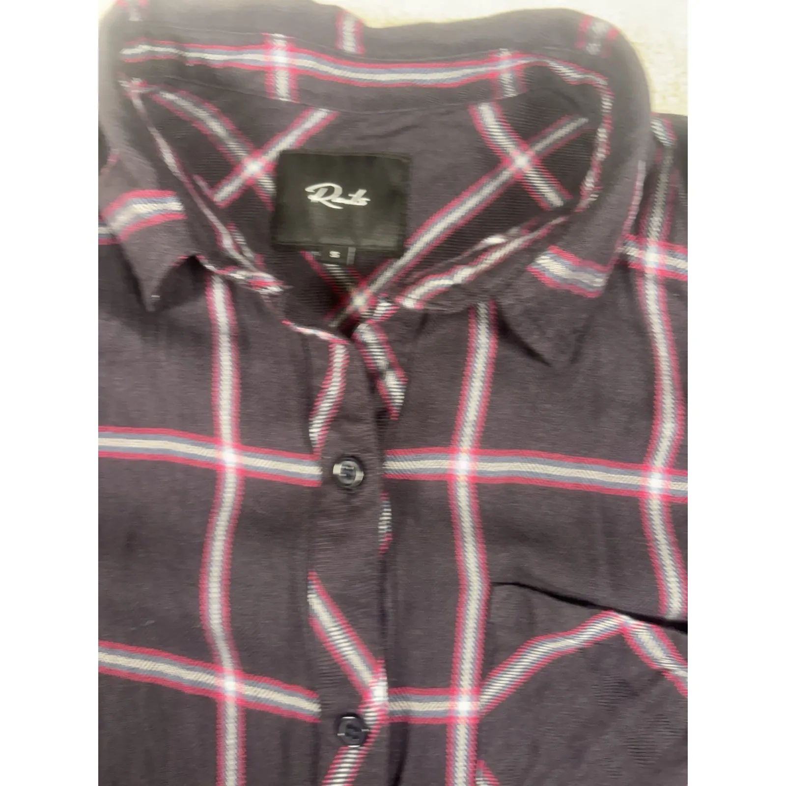Rails Hunter Plaid Flannel Button Up Long Sleeve Shirt Sapphire Magenta Small - Image 4