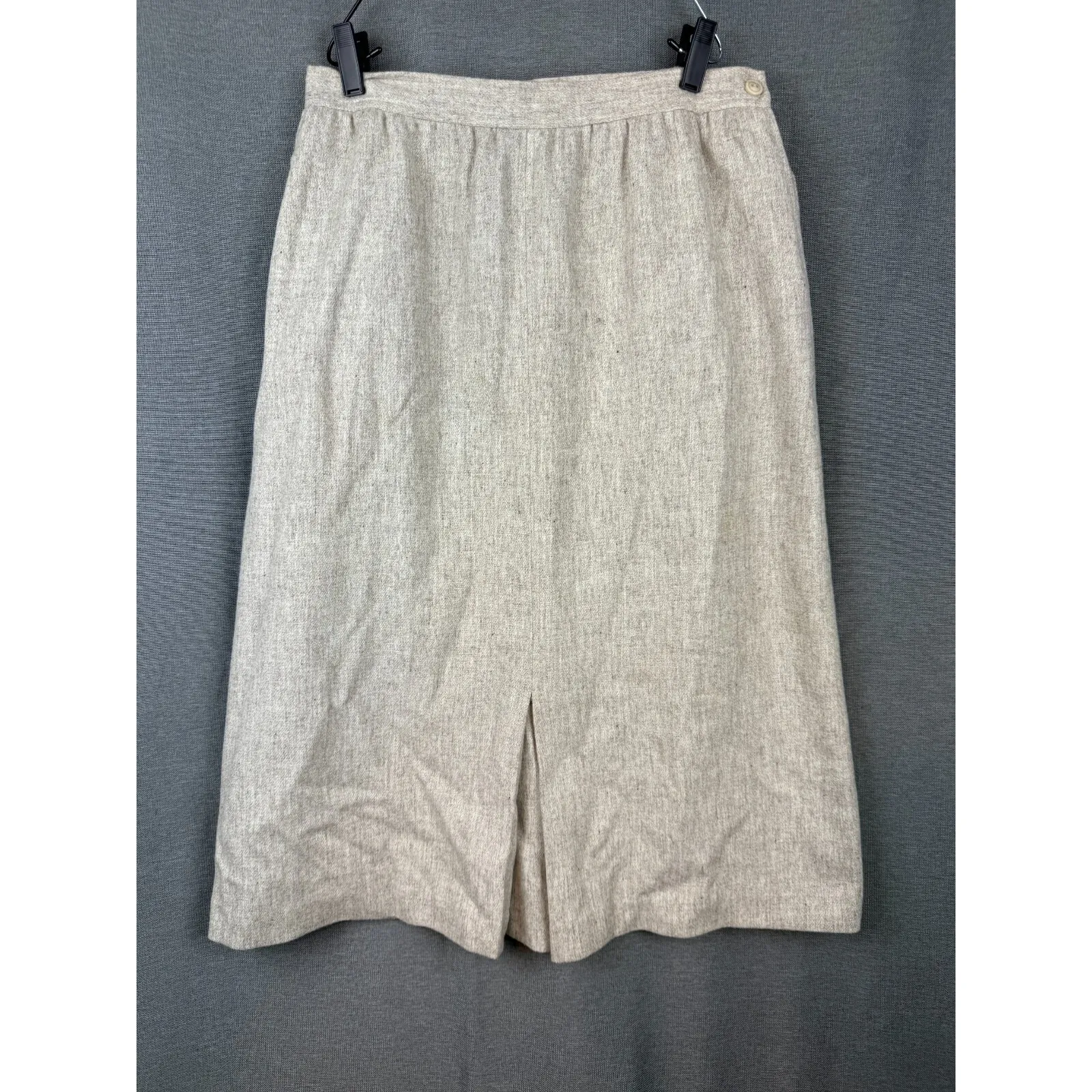Haberdashery Collection By Personal Beige Wool Midi Pencil Skirt‎ Sz 14 Academia Tan - Image 2