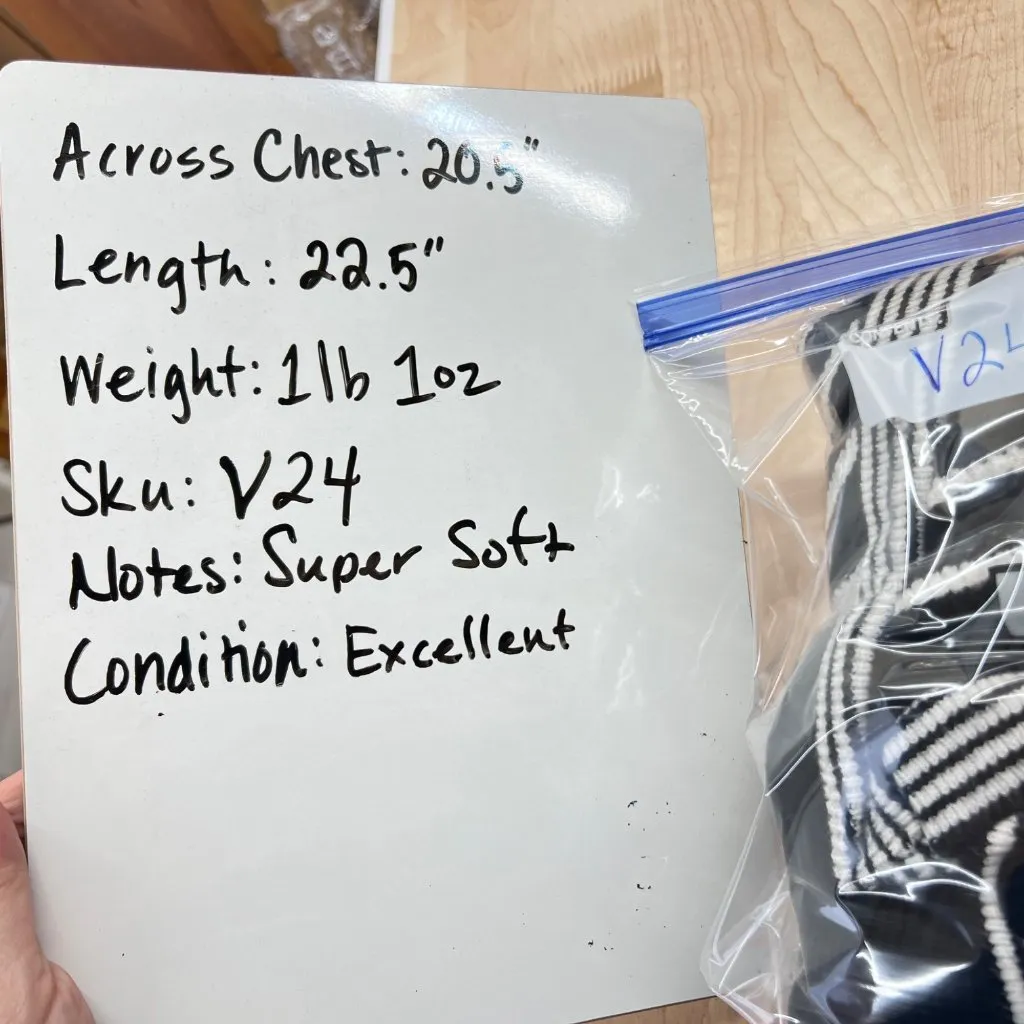 Bagatelle Striped Super Soft V-Neck Cardigan Sweater Black Ivory Size Large - Image 12