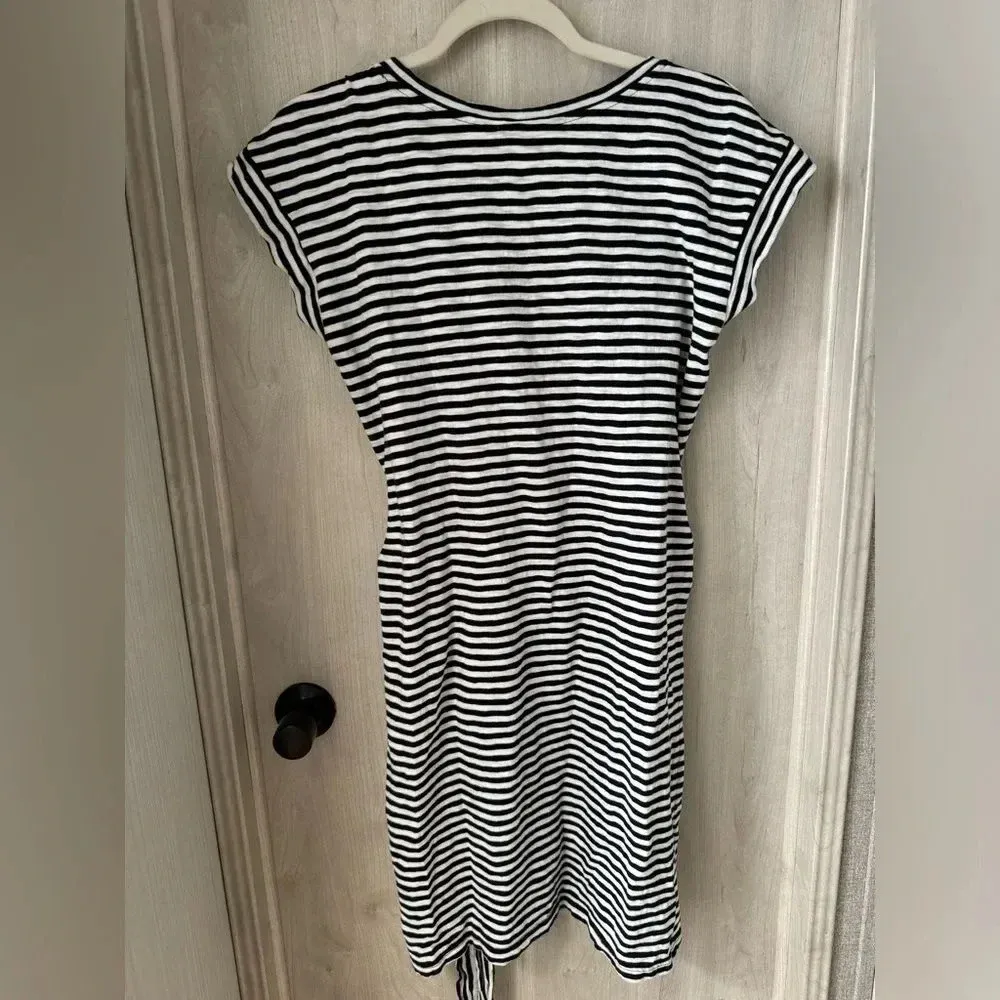 JCrew Striped Black and White Shortsleeved‎ 100% Cotton Dress - Image 10