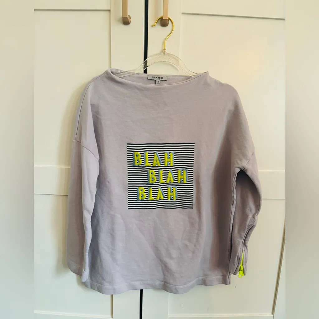 Lisa Todd Rare Vintage Blah Blah Blah Long Sleeve Shirt Gray Purple Medium - Image 2