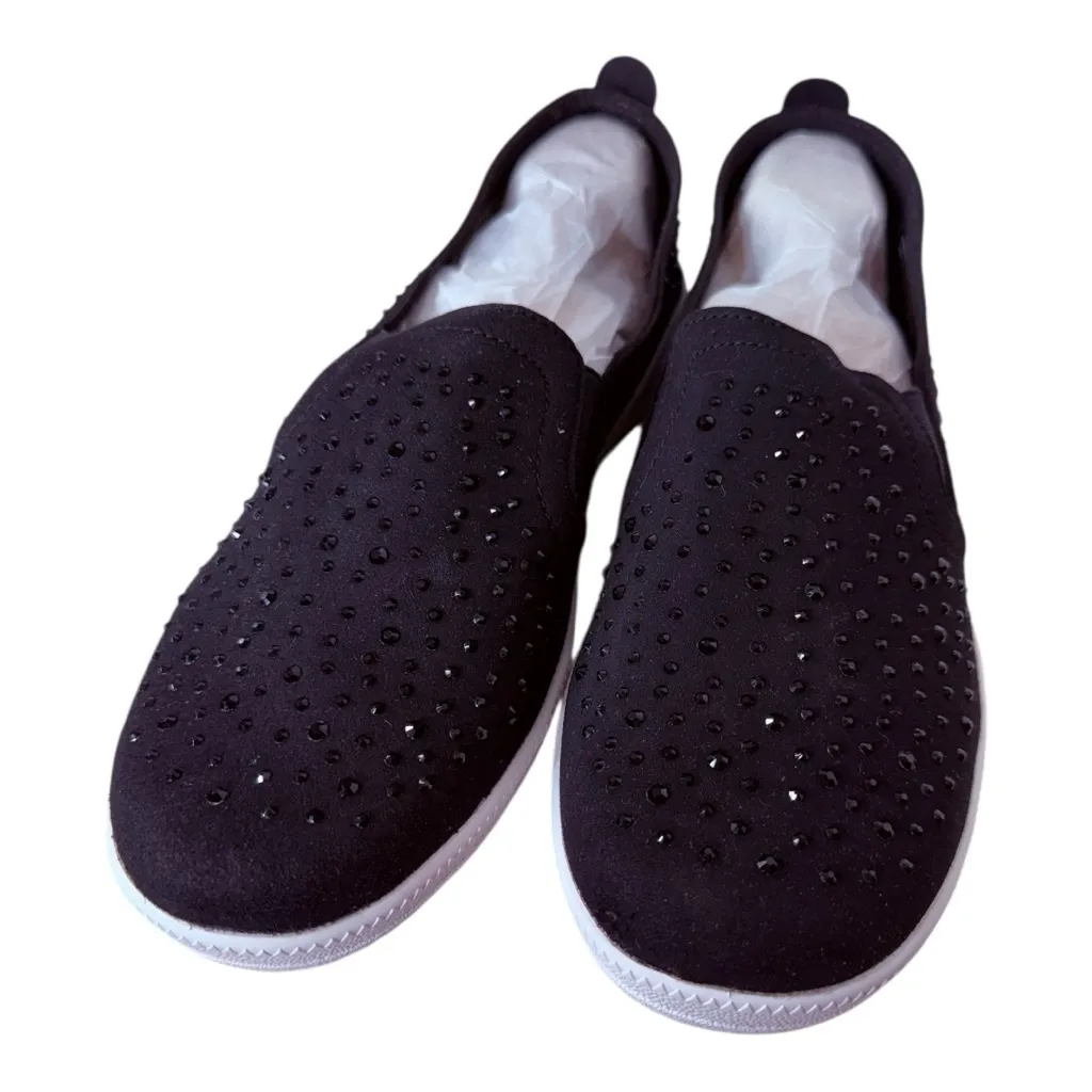 Skechers Madison Ave Rhinestone Slip-On Sneakers Black Wide Fit Size 7 NEW - Image 2