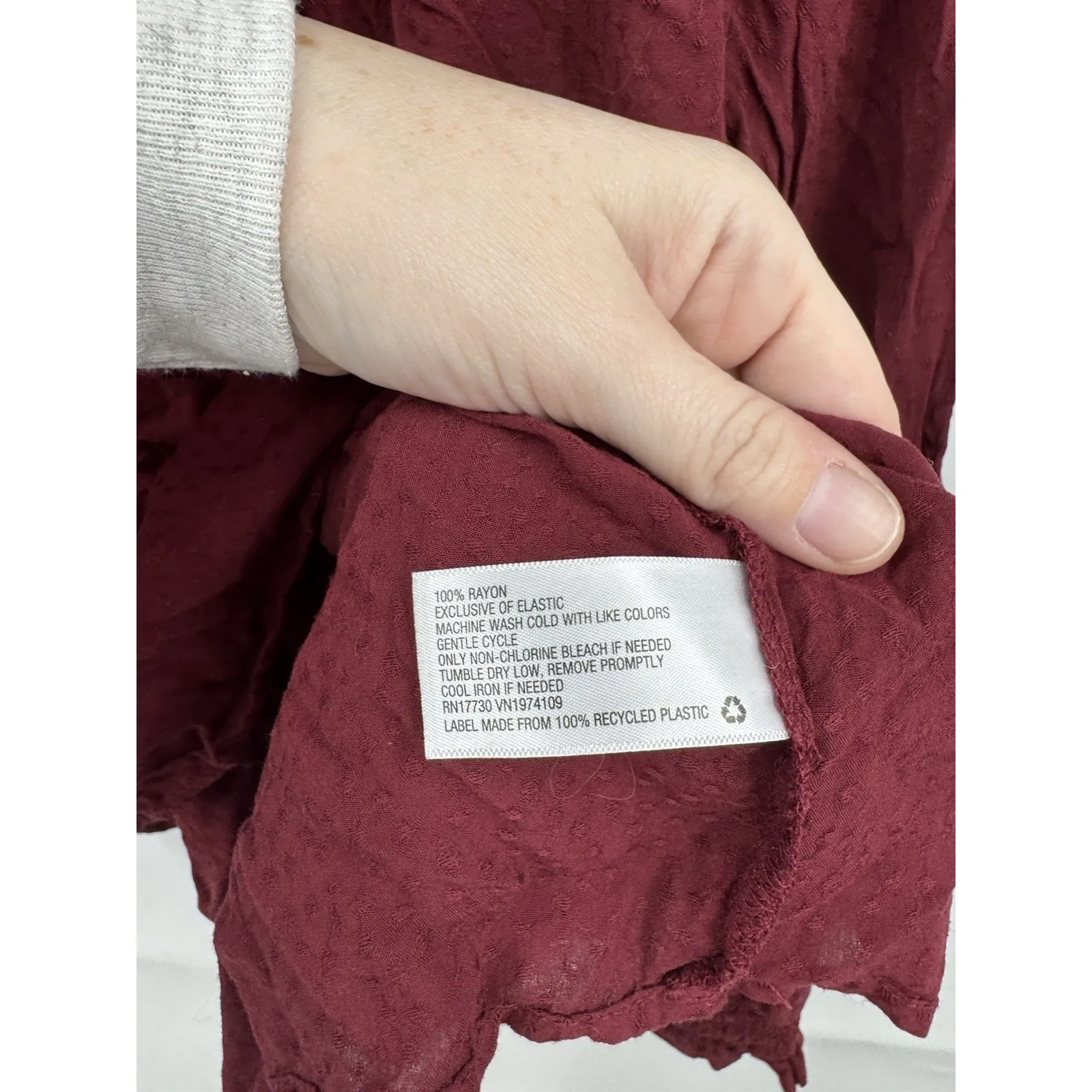 Knox Rose Boho Cottage Blouse Women L Burgundy Fairy Grunge Dark Coquette - Image 4