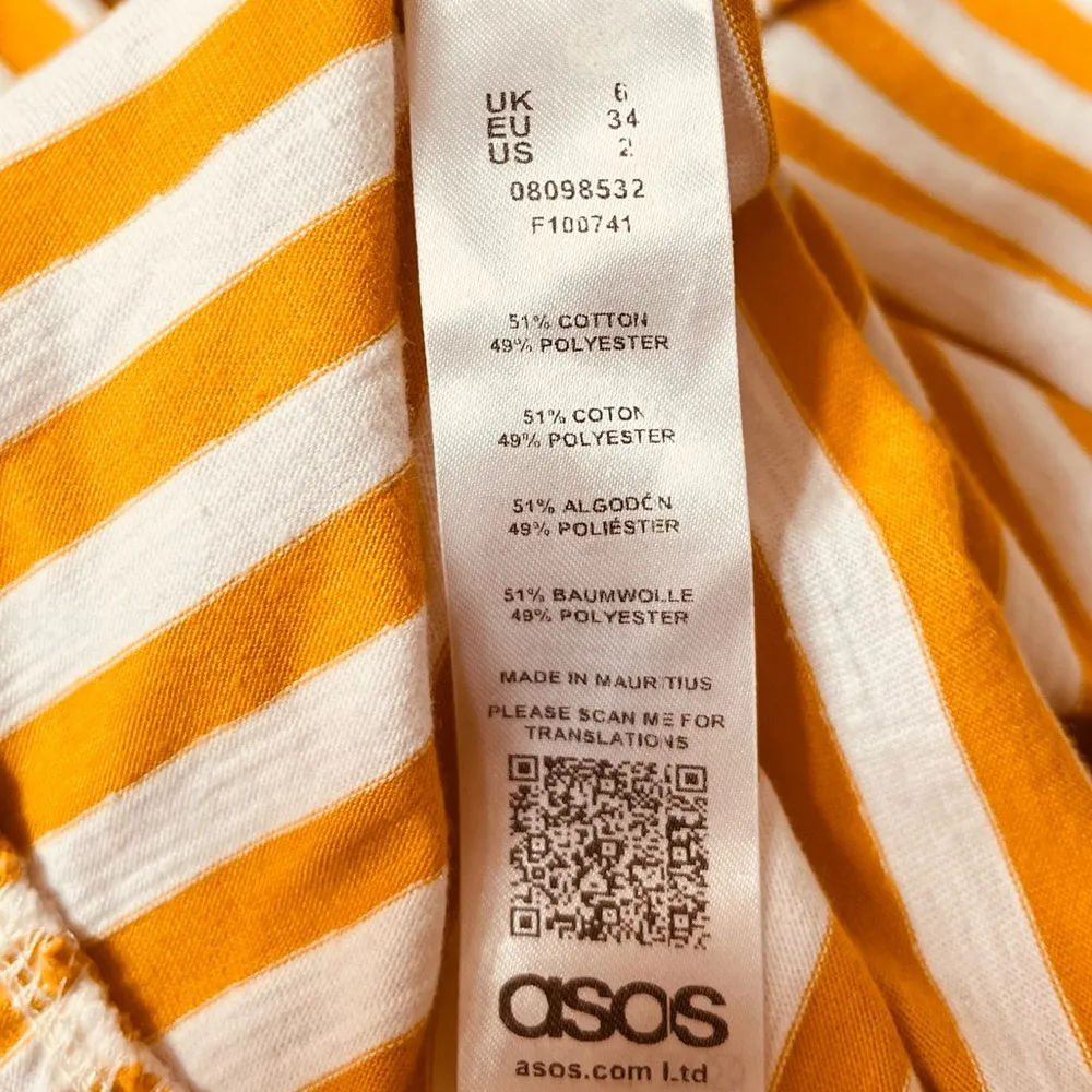 ASOS Cami Mini Striped Sundress Yellow White Size 2 - Image 6