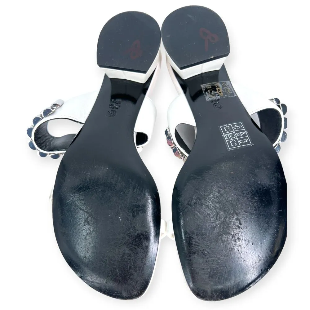 3.1 Phillip Lim  | 39.5 / 9 | Leather Drum Silver Watch Chain Block Heel Sandal - Image 8