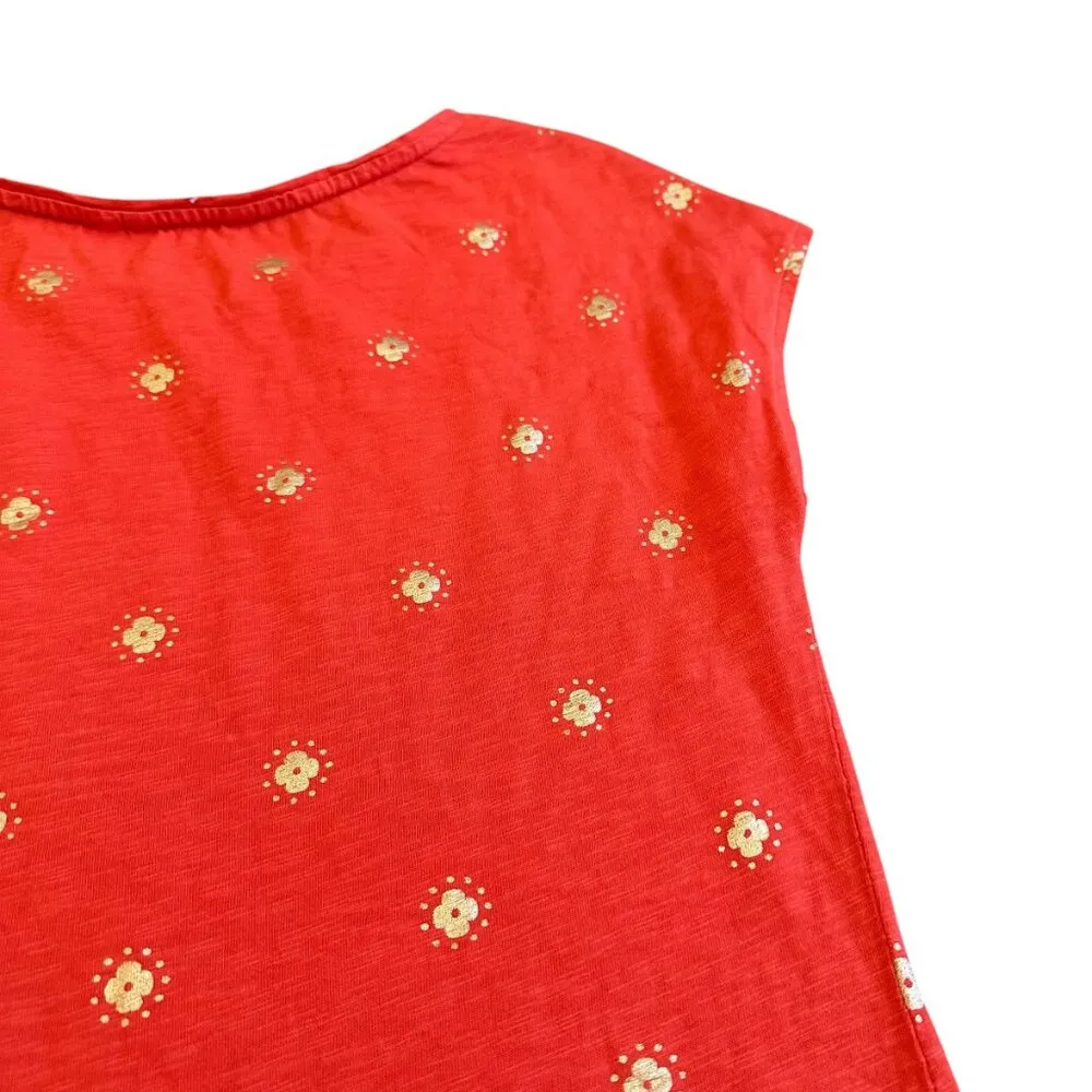 Boden Paulina Jersey Dress Short Sleeve Orange Gold Print Stretch Size 2 Women's - Image 7