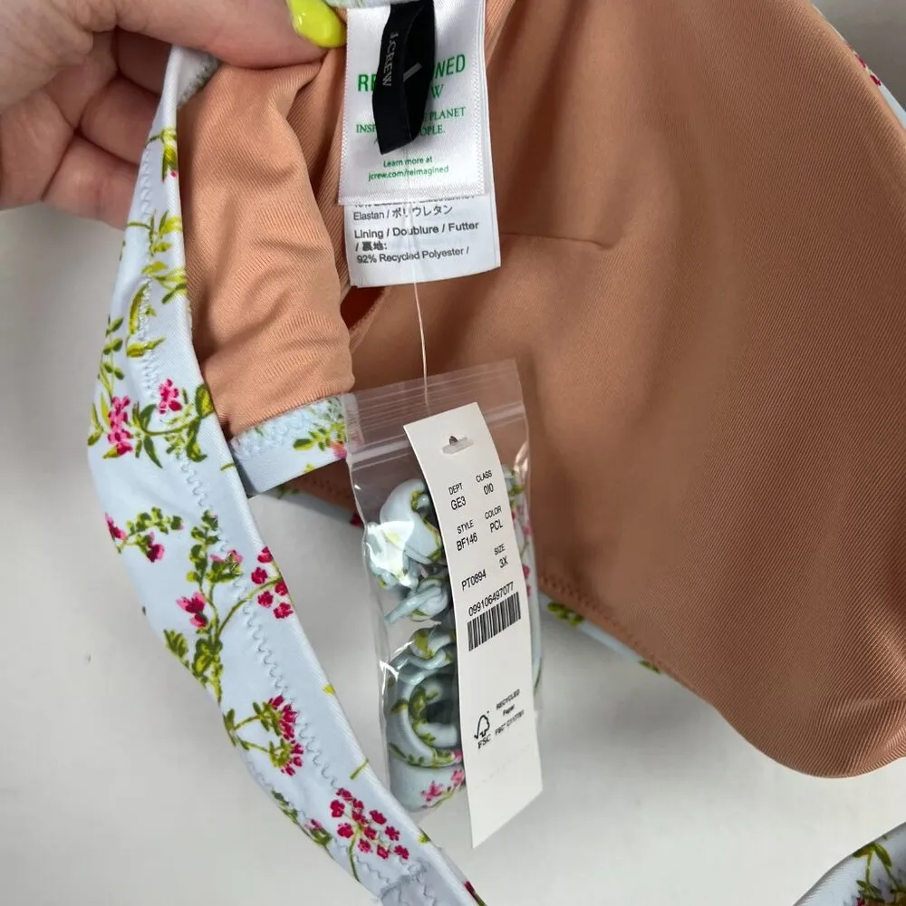 NWT J. Crew Knot Bandeau Bikini Top Cloud Meadow Floral Blue Plus Size 3X NEW - Image 9