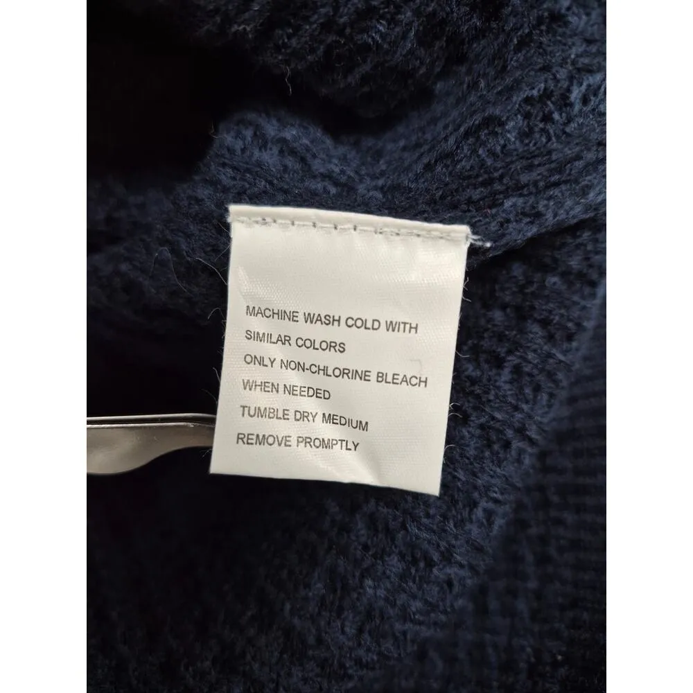 Vtg Ferruche 100% Acrylic Navy Blue Sweater Waffle Textured Sleeve Stripes Sz M Size M - Image 5