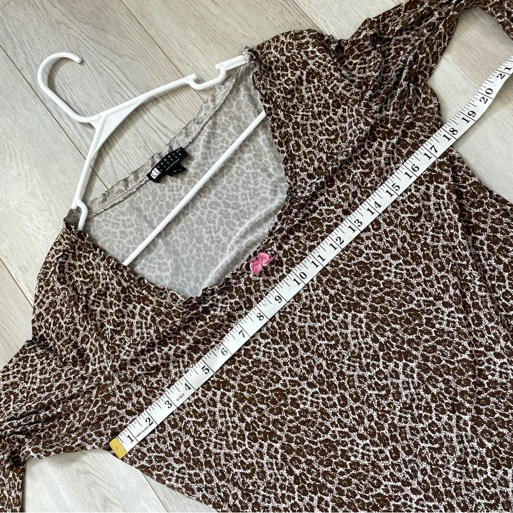 Carole Little Top leopard animal print intimates womens Brown (large) y2k - Image 3