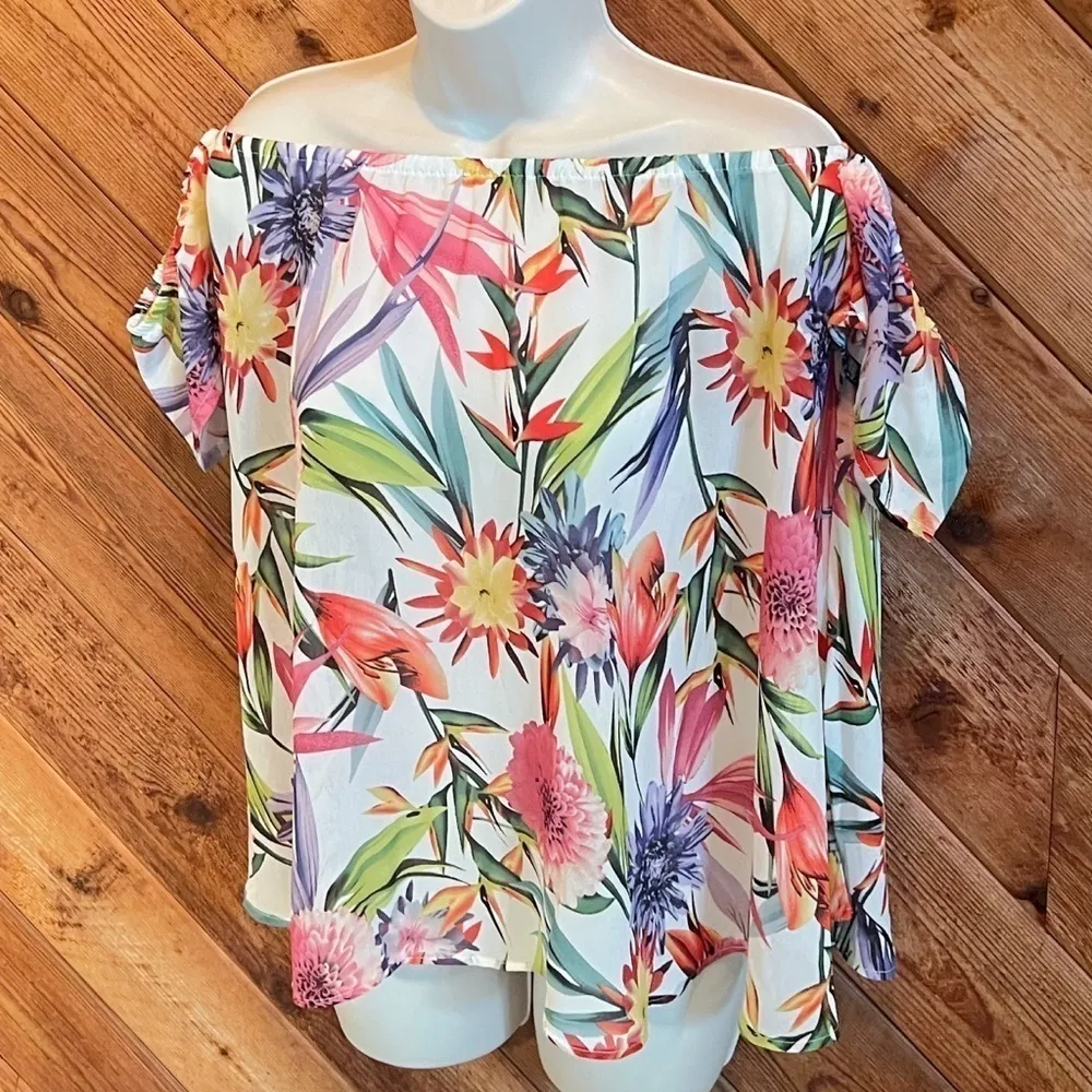 🆕 Buffalo Jeans tropic paradise off shoulder blouse top - Image 2