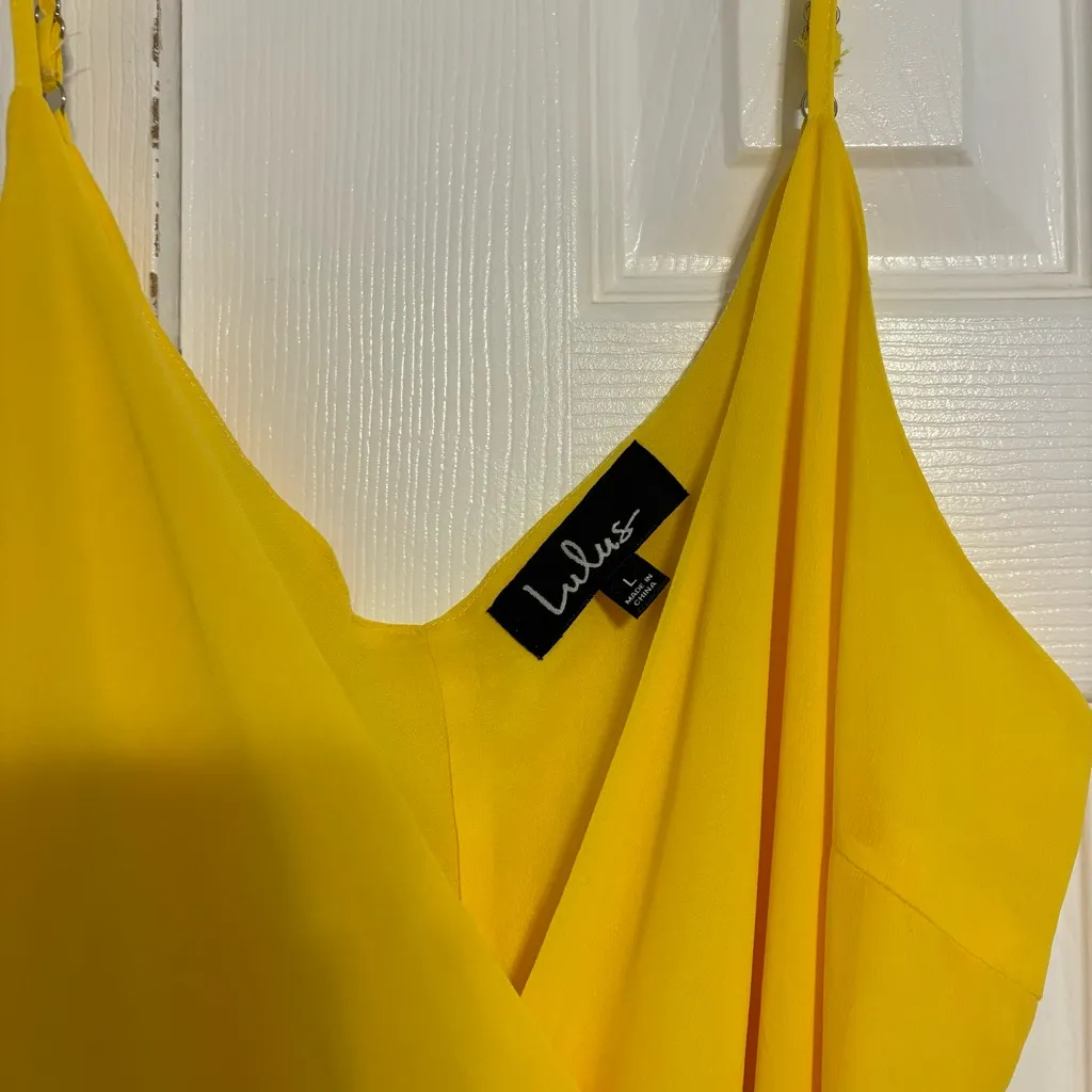 Lulus  Yellow Pleated Wrap Dress - Image 6