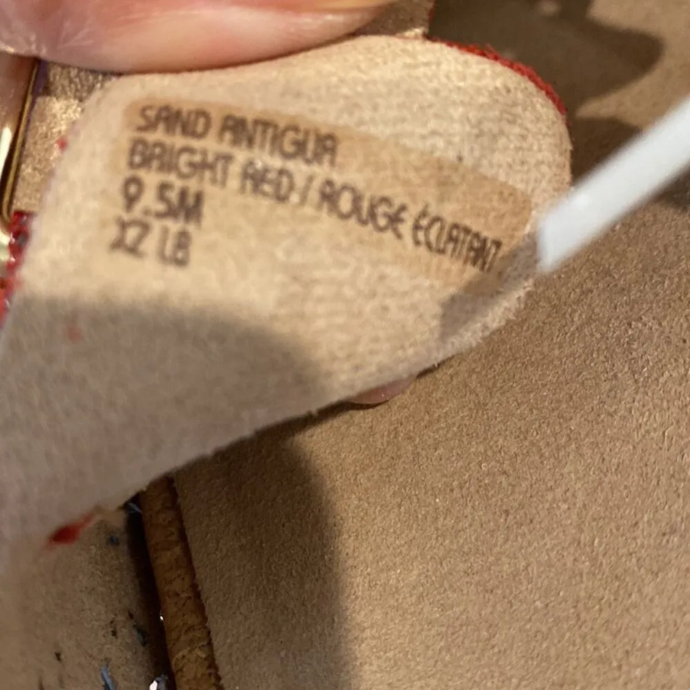 Earth Sand Antigua leather laser cut buckle slide sandals beach summer casual Red Size 9.5 - Image 10