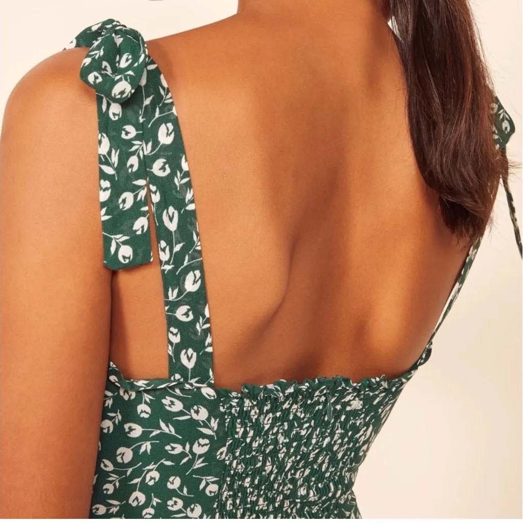 Reformation Christine Ruffle Minidress Green- Size 2 - Image 2