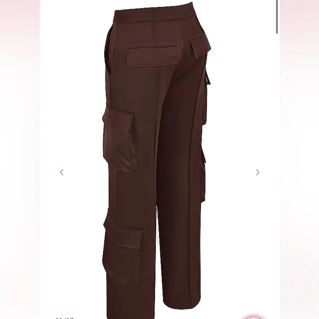 House of cb Daria cargo chocolate trousers pants NWOT size S longer length‎ - Image 4