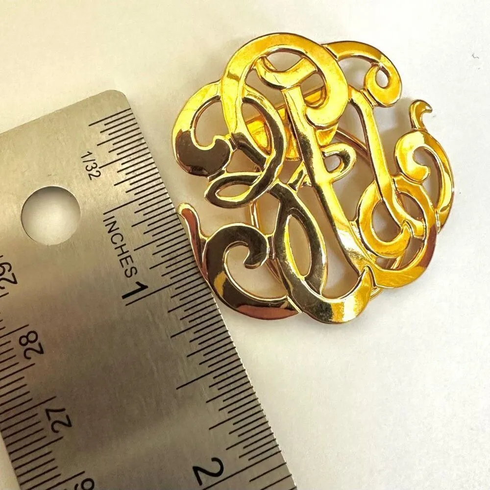 Monogram Style Gold Tone Classic scarf clip - Image 5