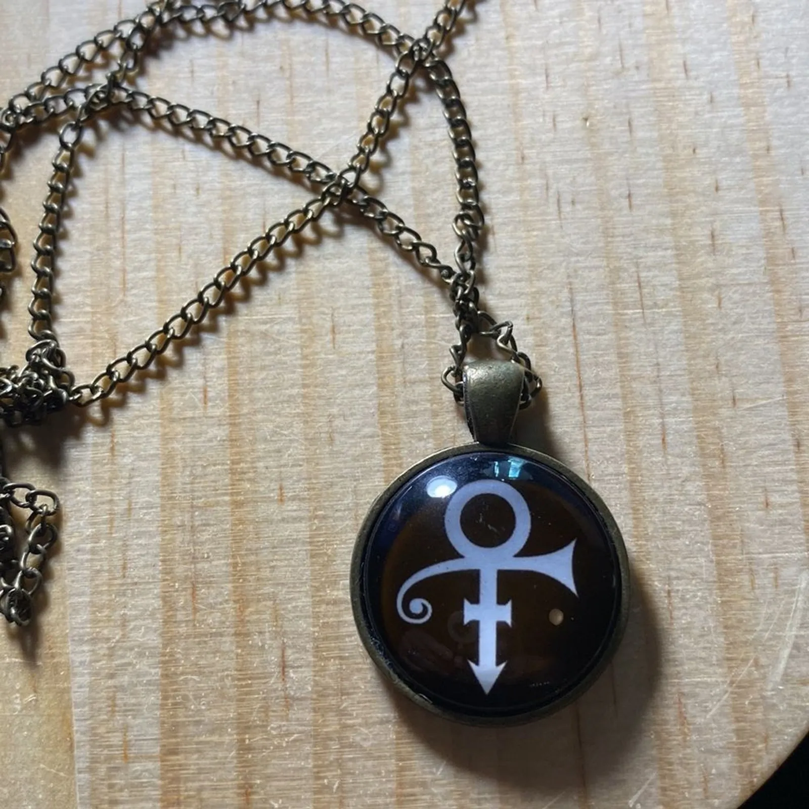 Prince Symbol Necklace Bronze Tone Pendant Chain‎ Music Jewelry Gift 30in Chain Black - Image 3
