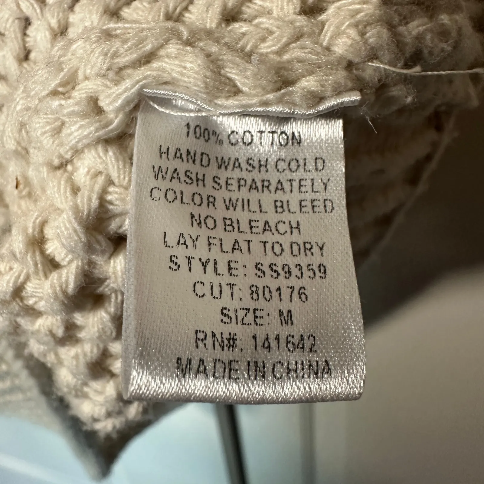 SHE + SKY Cream Chunky Knit Cotton Sweater Vest Mock Roll Neck Sleeveless M Size M - Image 4