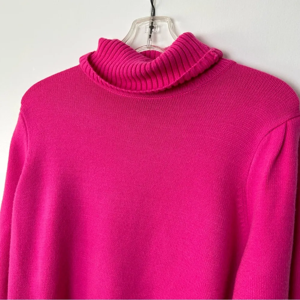 French Connection Puff Sleeve Bright Pink Turtleneck Sweater. - Image 4