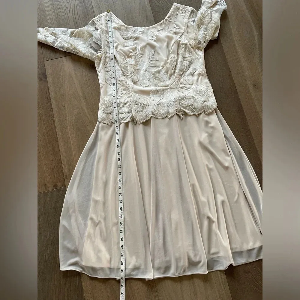 Alex Evenings Round Neck 3/4 Sleeve Floral Embroidered Stretch Mesh Dress Sz 10P - Image 12