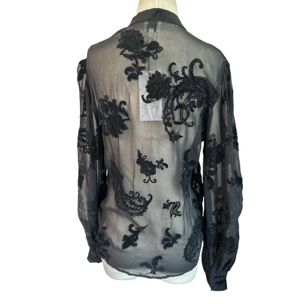 Hemant & Nandita Womens Shirt With Cami in Black Small New Button Down Blouse - Image 7