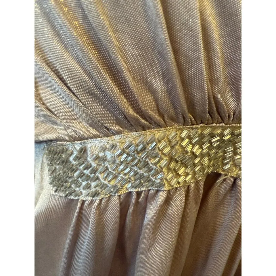 Express Shimmer Beaded Empire Waist V Neck Short Sleeve Women's Tunic Medium - Image 8