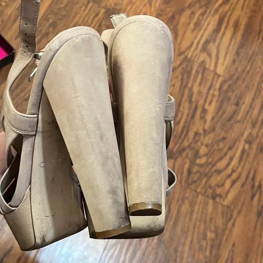 Beige Strappy Platform Heels - Image 7