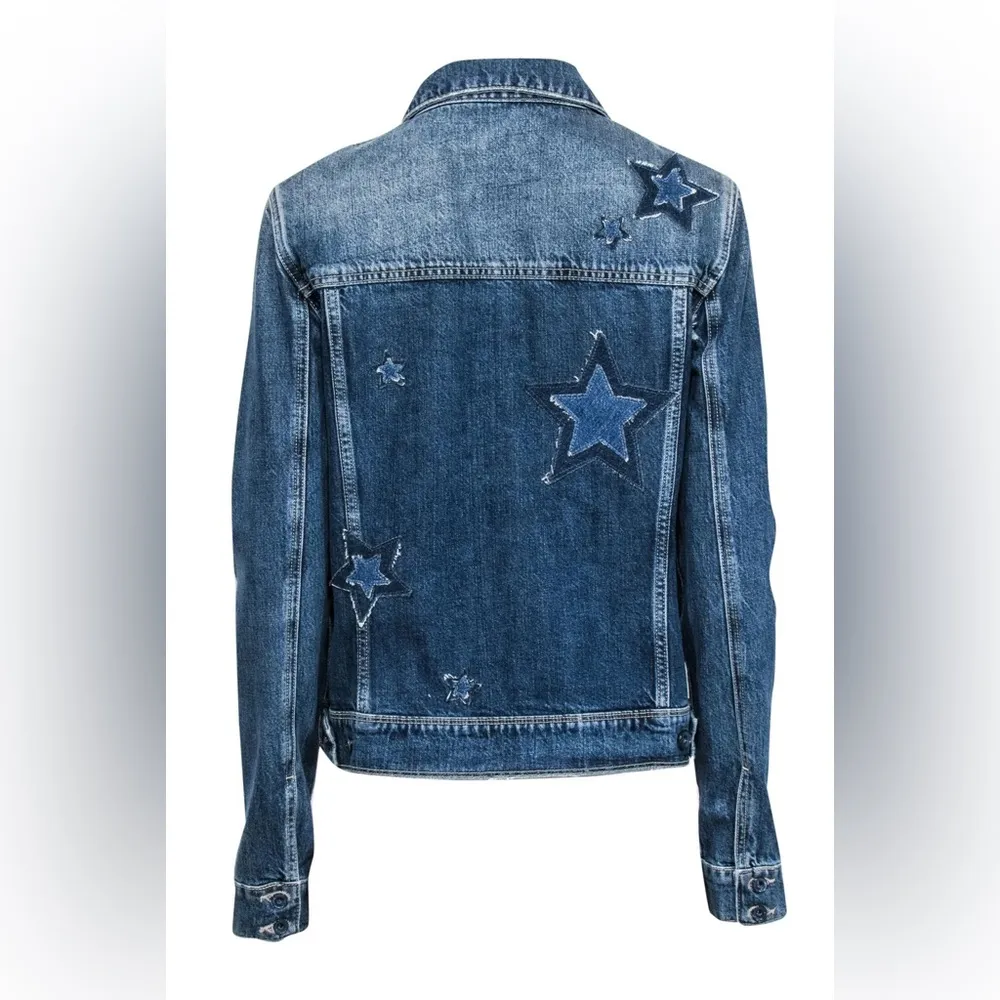 NWOT Paige Vega Rowan Star Patch Denim Jacket in Blue Size XS - Image 2