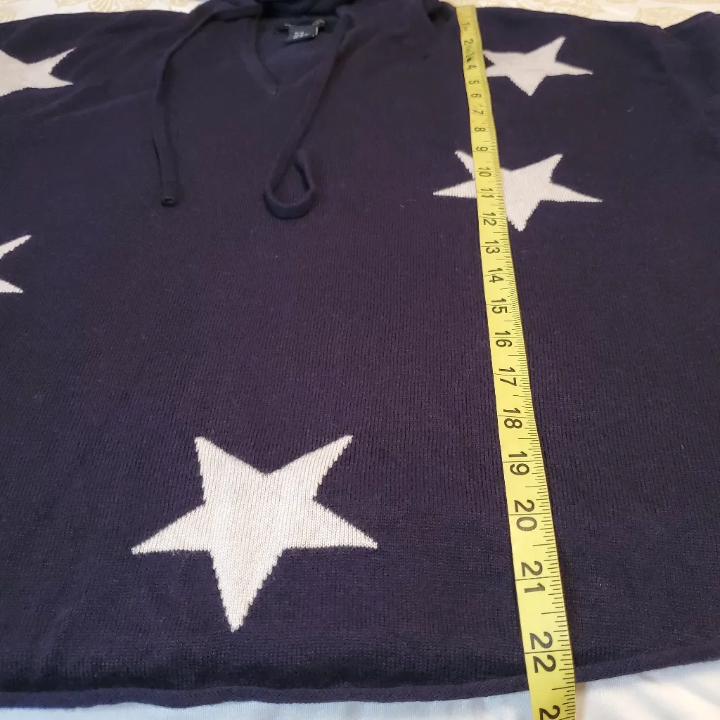 Rachel Zoe Star Print Hooded V-Neck Sweater Size XL - Image 7