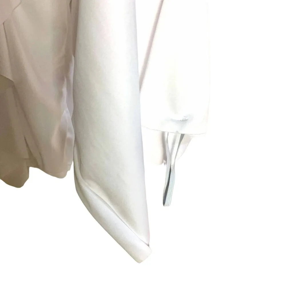Body Wrappers Praise Dance Ruffle Top Long Sleeve Drapey White Size L Liturgical - Image 4