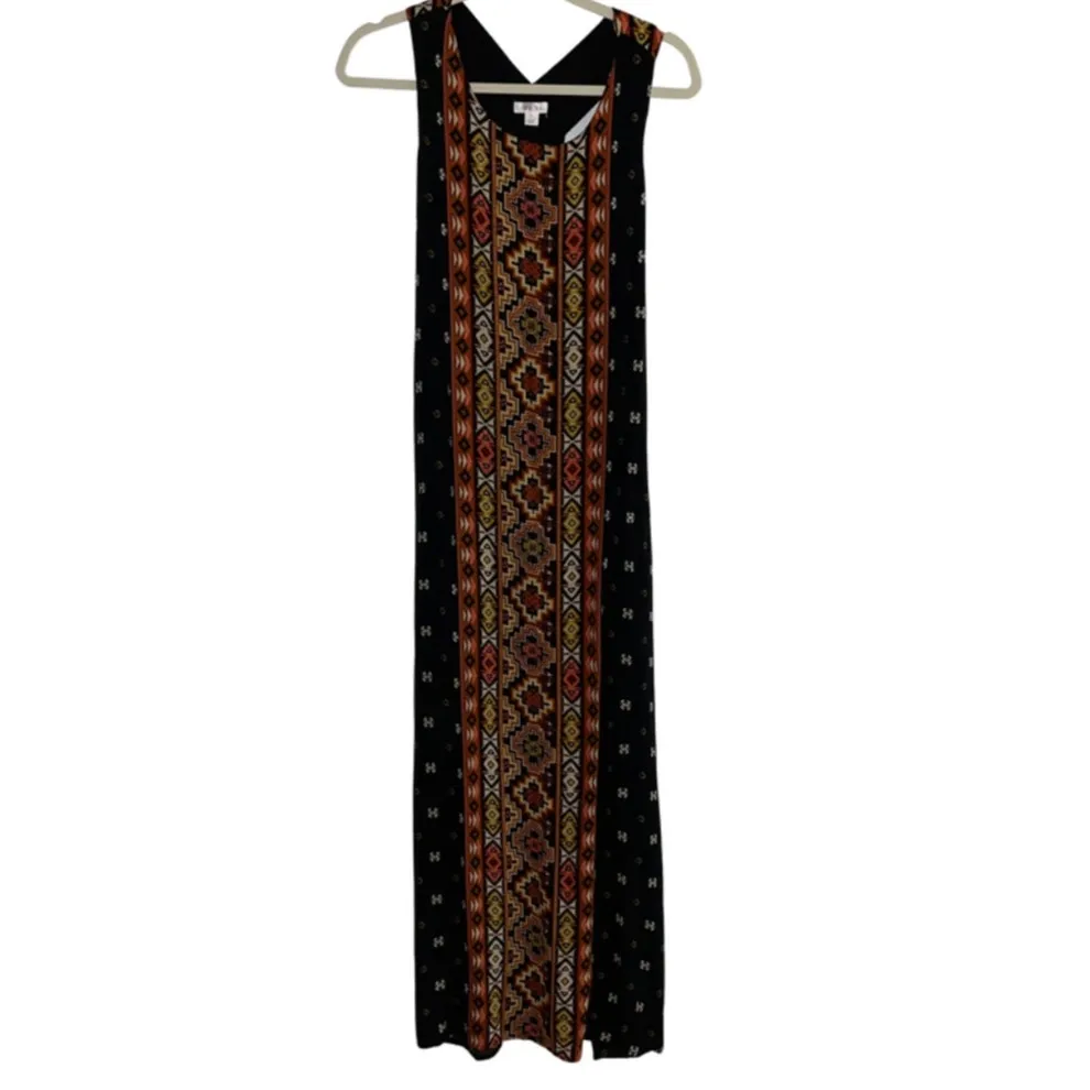 Xhilaration Black Ethnic Print Sleeveless Maxi Dress Small - Image 2