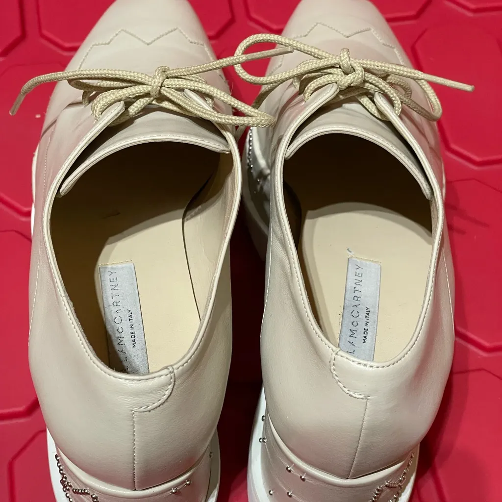 Stella McCartney Elyse Star Platform Derby Beige Vegan Leather Studded Stars 39 - Image 8