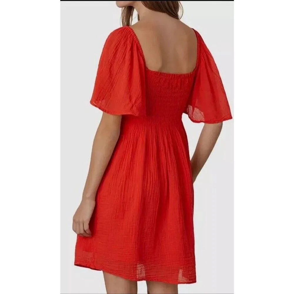 VELVET Graham & Spencer Red Guaze Dress ESME Off Shoulder Small NWT $268 ShiftXS Size XS - Image 2