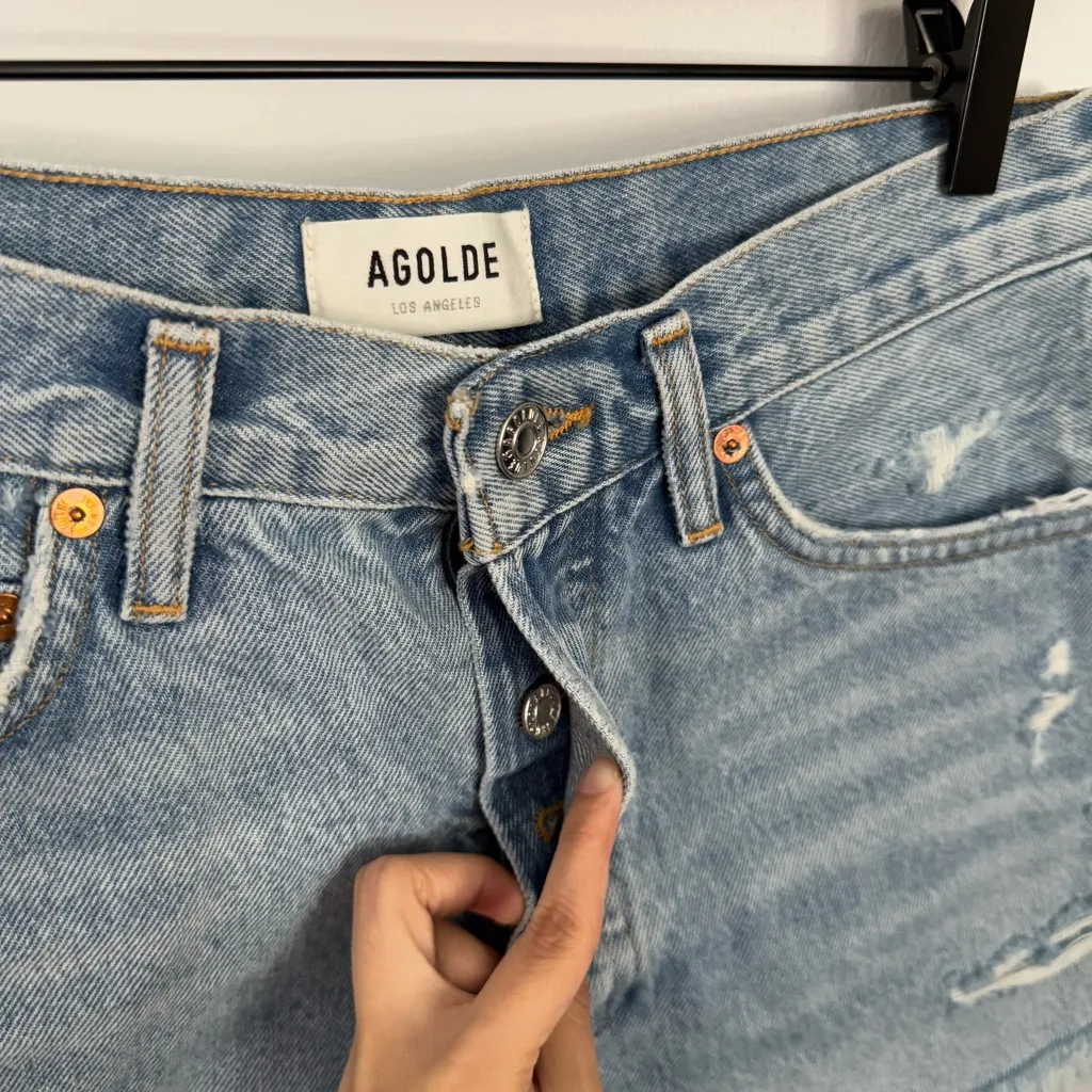 Agolde 26 Parker Shorts Swapmeet Light Wash Distressed Fray Streetwear Grunge - Image 3