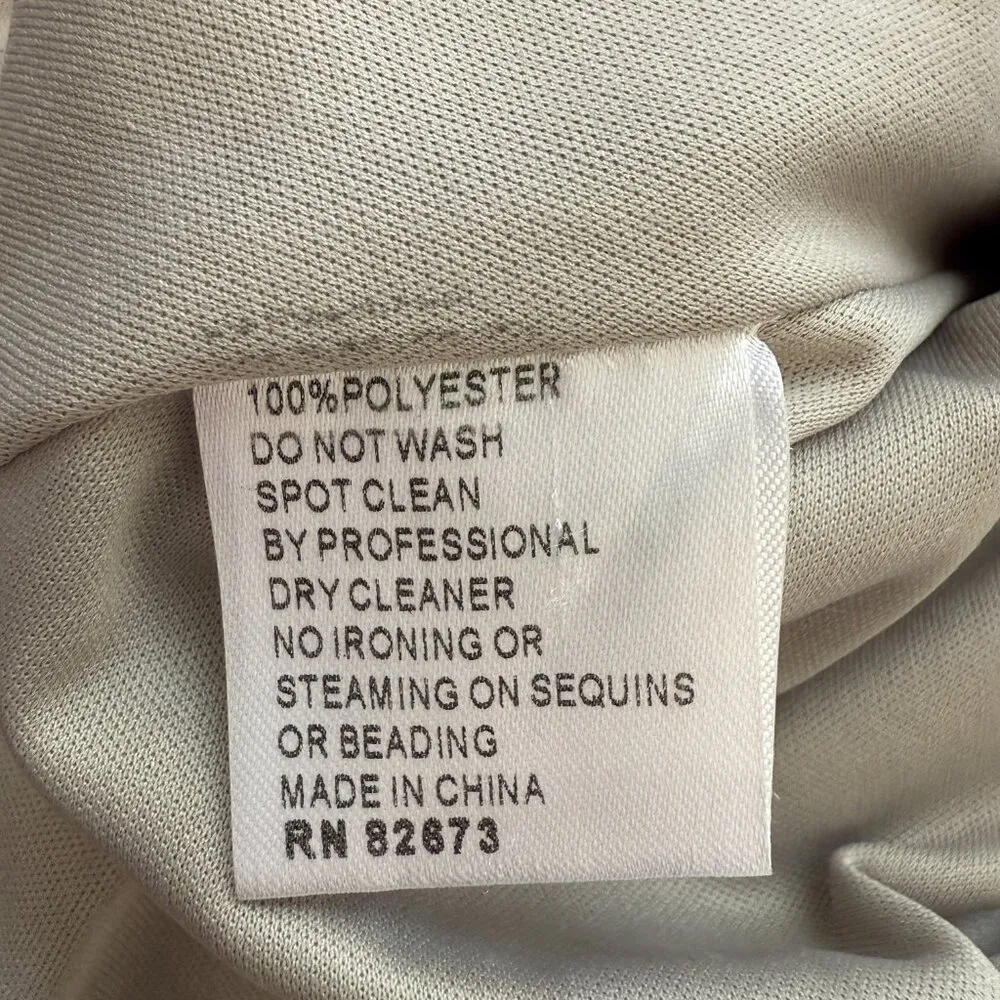 NWOT Montage by Mon Cheri Strapless Beaded Satin Gown Womens 12 Champage Sheer Silver - Image 15