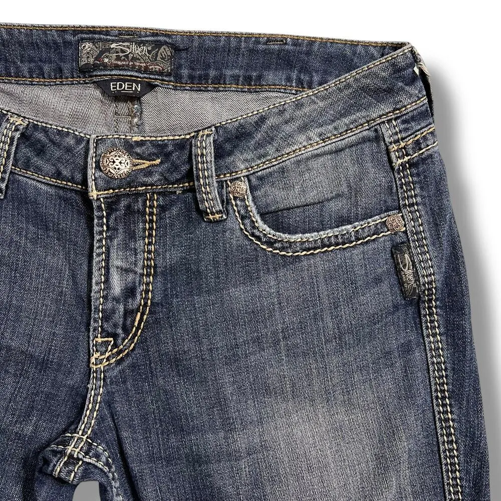 Silver Jeans Womens Eden Fit Bootcut Denim Blue Jeans Dark Wash Low Rise W30 - Image 4