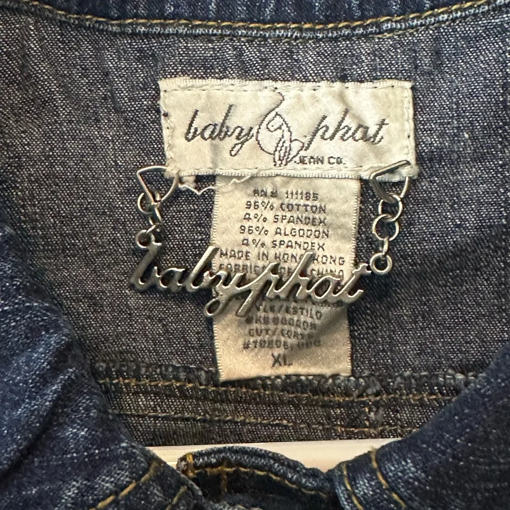 VTG Baby Phat Embroidered Denim Jean Jacket XL Y2K Logo RARE 90s Streetwear - Image 7