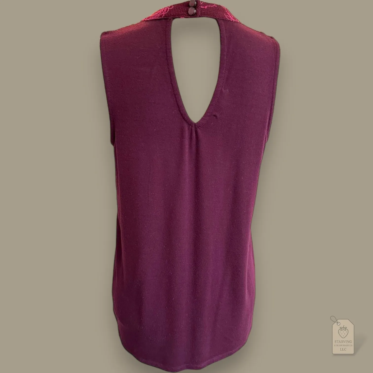 Maurices Burgundy & Hot Pink Lace Tank Valentine’s Date Night Romantic Layering - Image 6