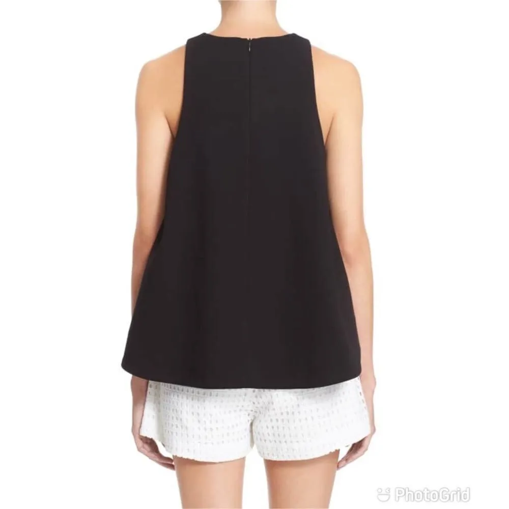 NICHOLAS Flare Crop Top‎ Sleeveless Knit Layered High Low Black Size 4 New Black - Image 4