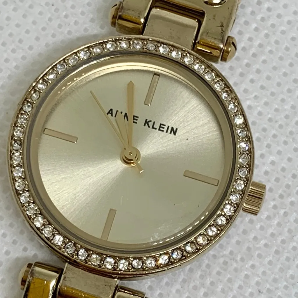 Anne Klein gold tone women’s watch 26mm rhinestones quartz adjustable running - Image 2