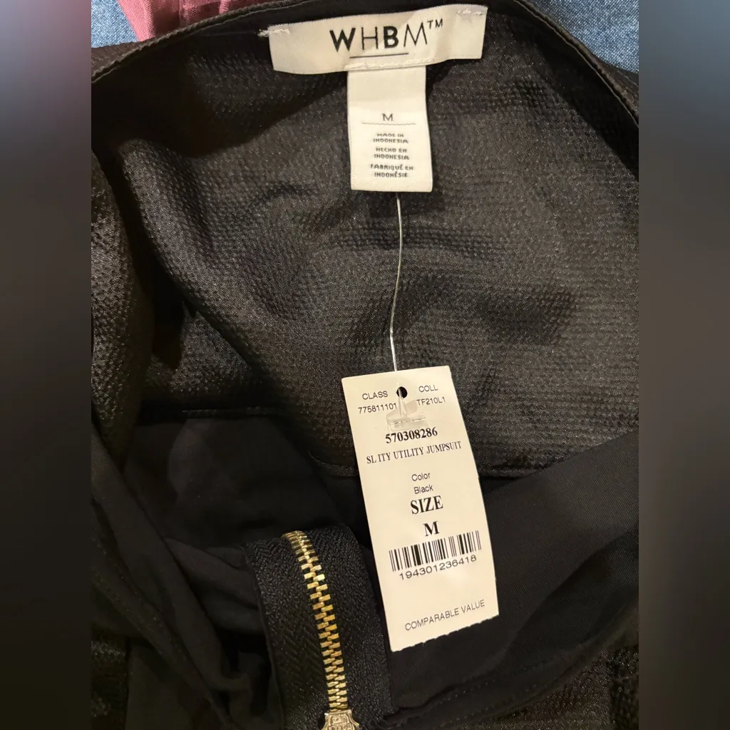 White House Black Market utility jumpsuit black M new with tags - Image 3