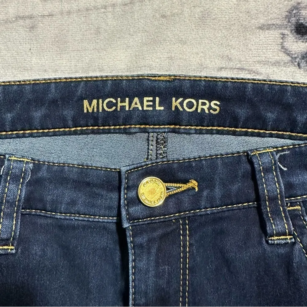 Michael Kors Skinny Jeans Zipper Ankle Leg Hem Size 2 Stretch Dark Wash Decal - Image 7