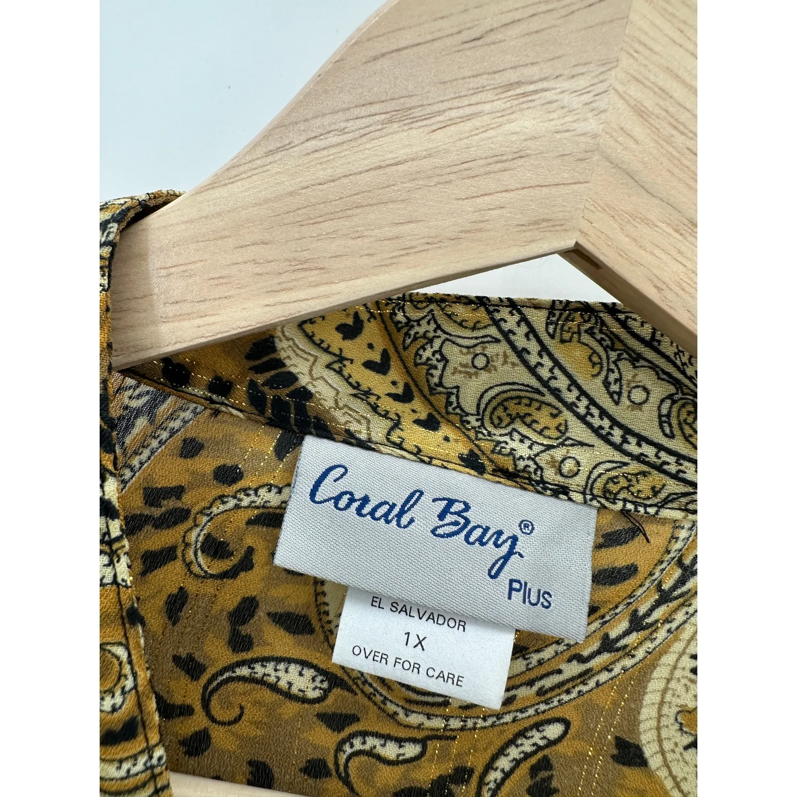 Coral Bay Yellow Black Golden Paisley Two-fer Blouse Built In Top Women 1X NWT - Image 6