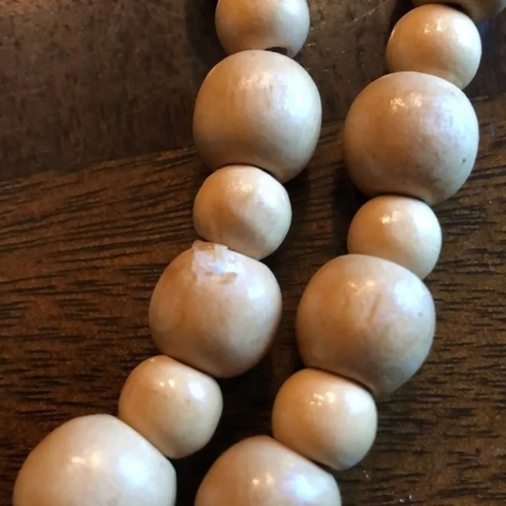 Vintage 60s 70s Wooden Double Strand Necklace Brown - Image 6