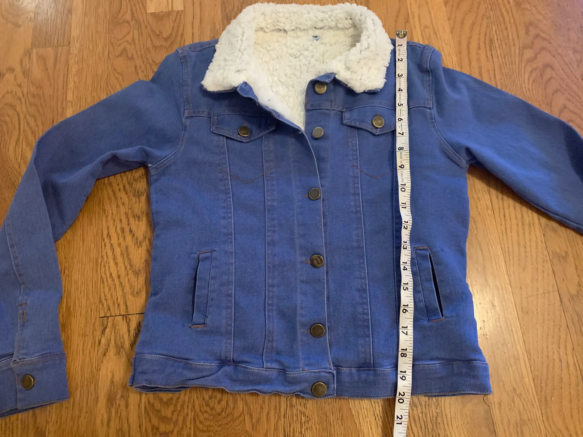 Sherpa Lined Denim Jacket Size S Blue - Image 9