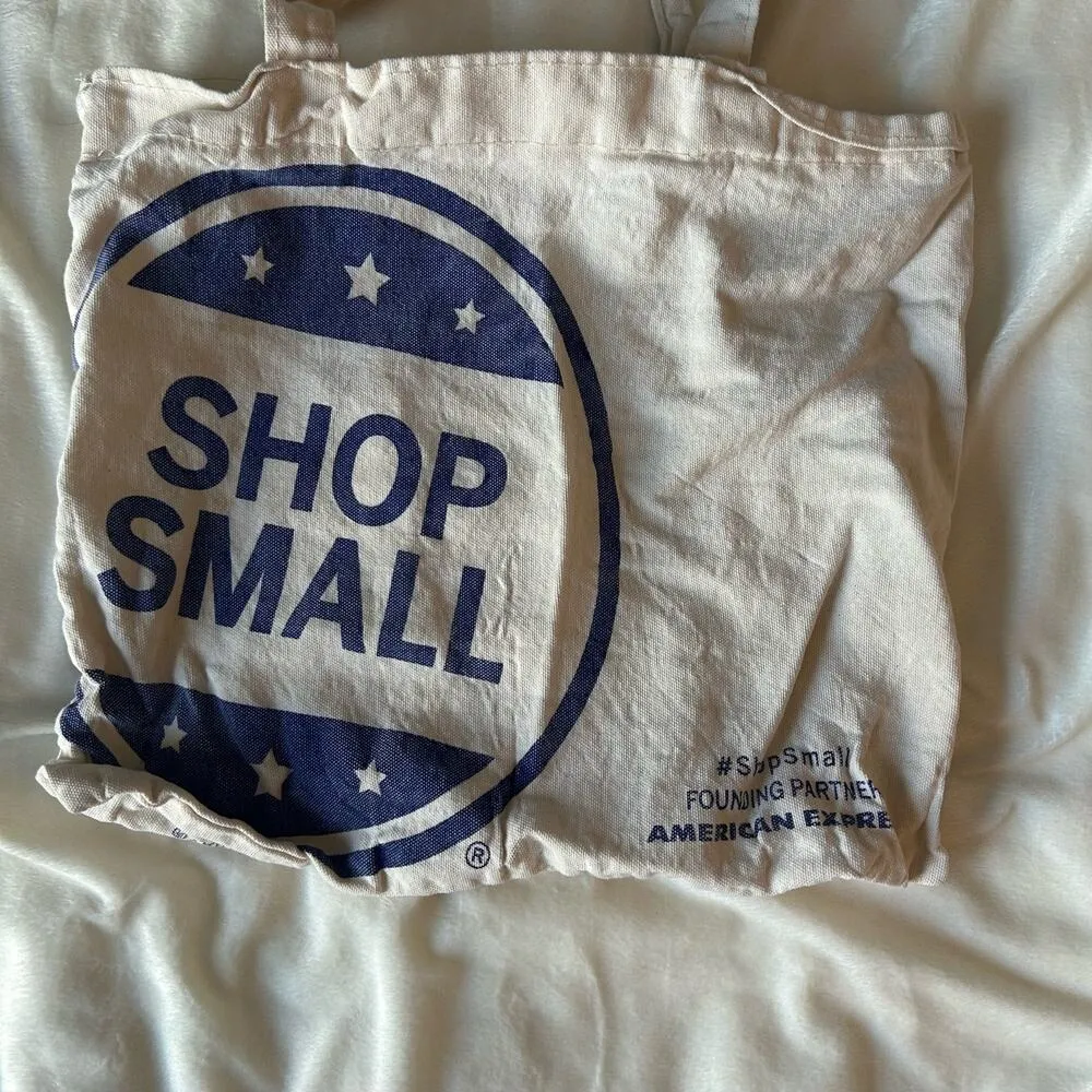 Opening Ceremony  Beige Blue Cotton Small Shopping Bag - Image 2