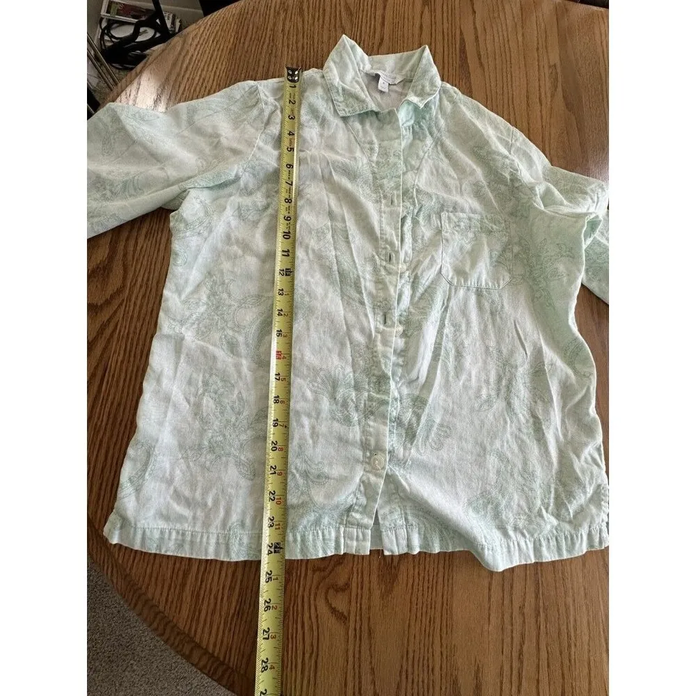 Charter Club Intimates Floral Pajama Set Size M Light Green Has A Stain - Image 12