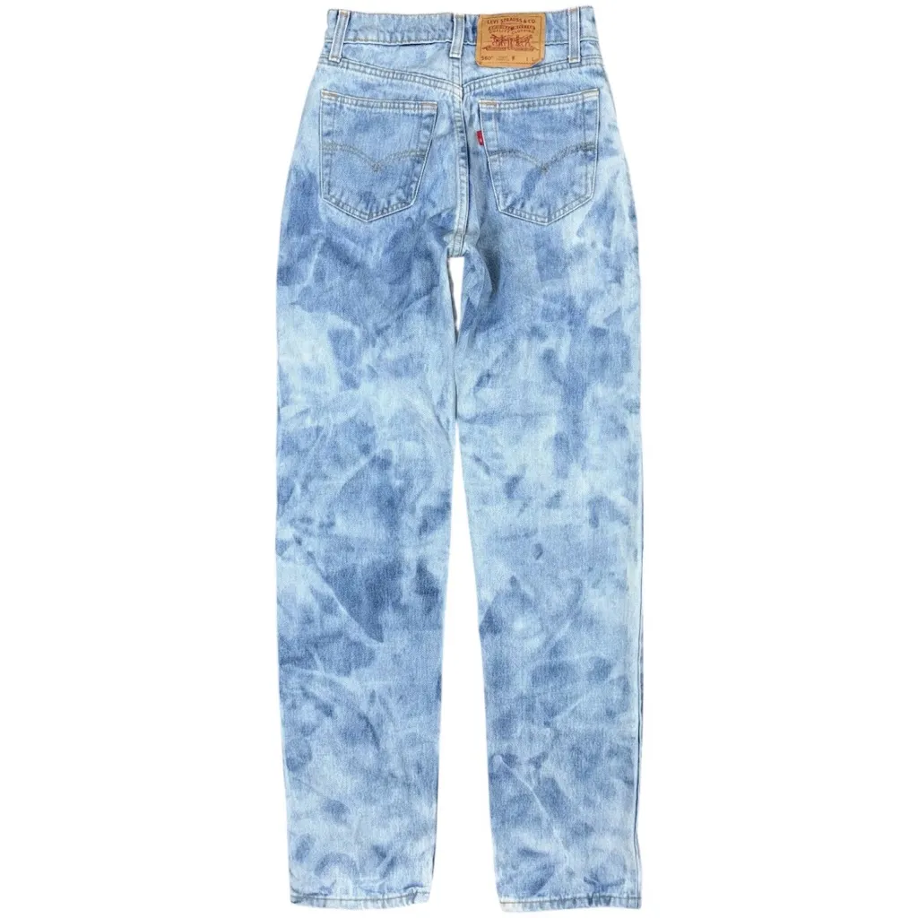 Vintage 90s Levi’s 560 Loose Fit Straight Leg Tie Dye Jeans 3 Long USA 25x34 - Image 2